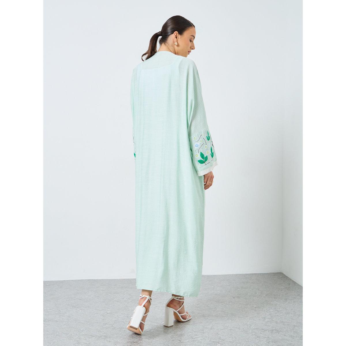 Take Two Floral Embroidery Open Front Abaya-women-arabicclothing-abayas-image-5