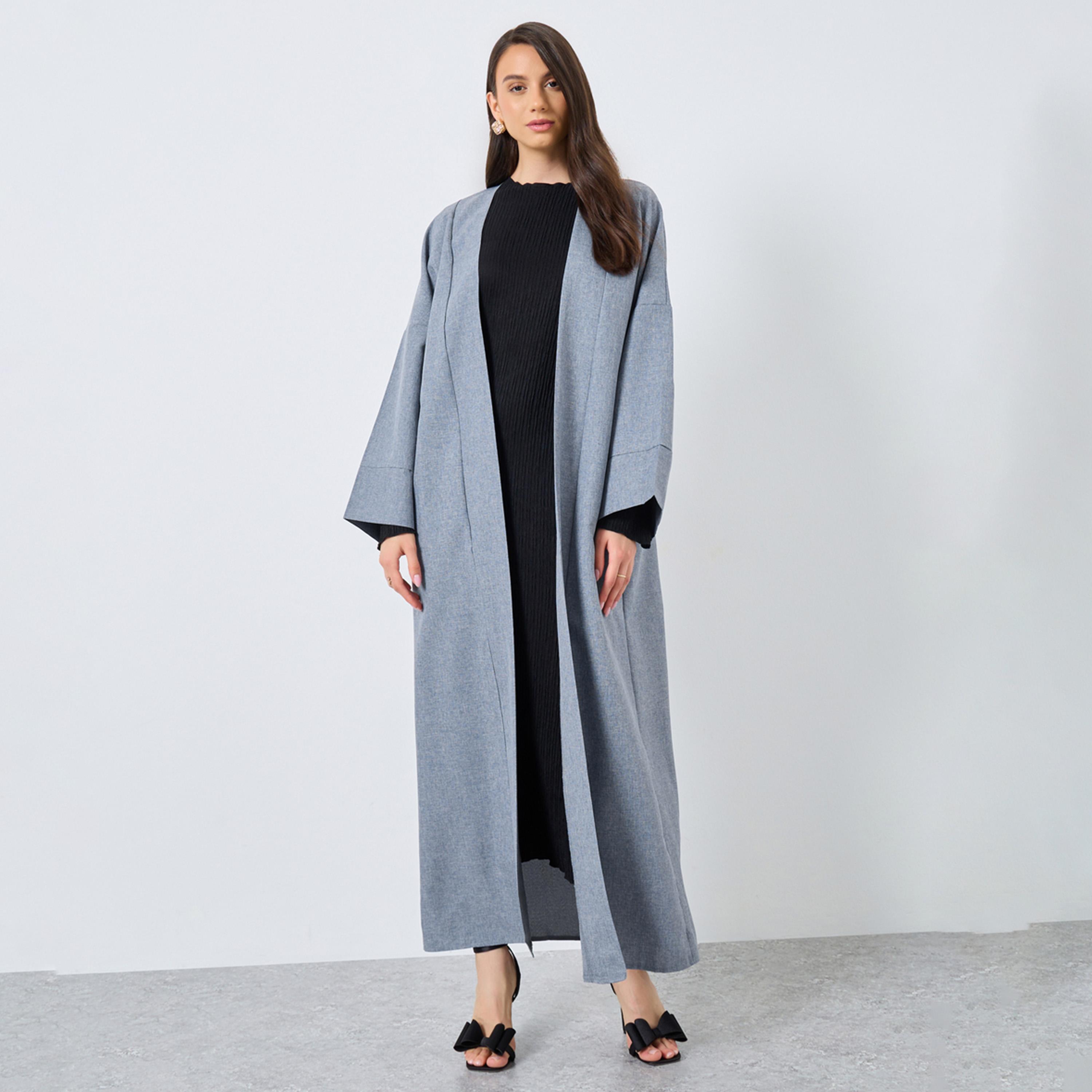 تيك تو - عباية سادة مفتوحة من الأمام-women-arabicclothing-abayas-image-1