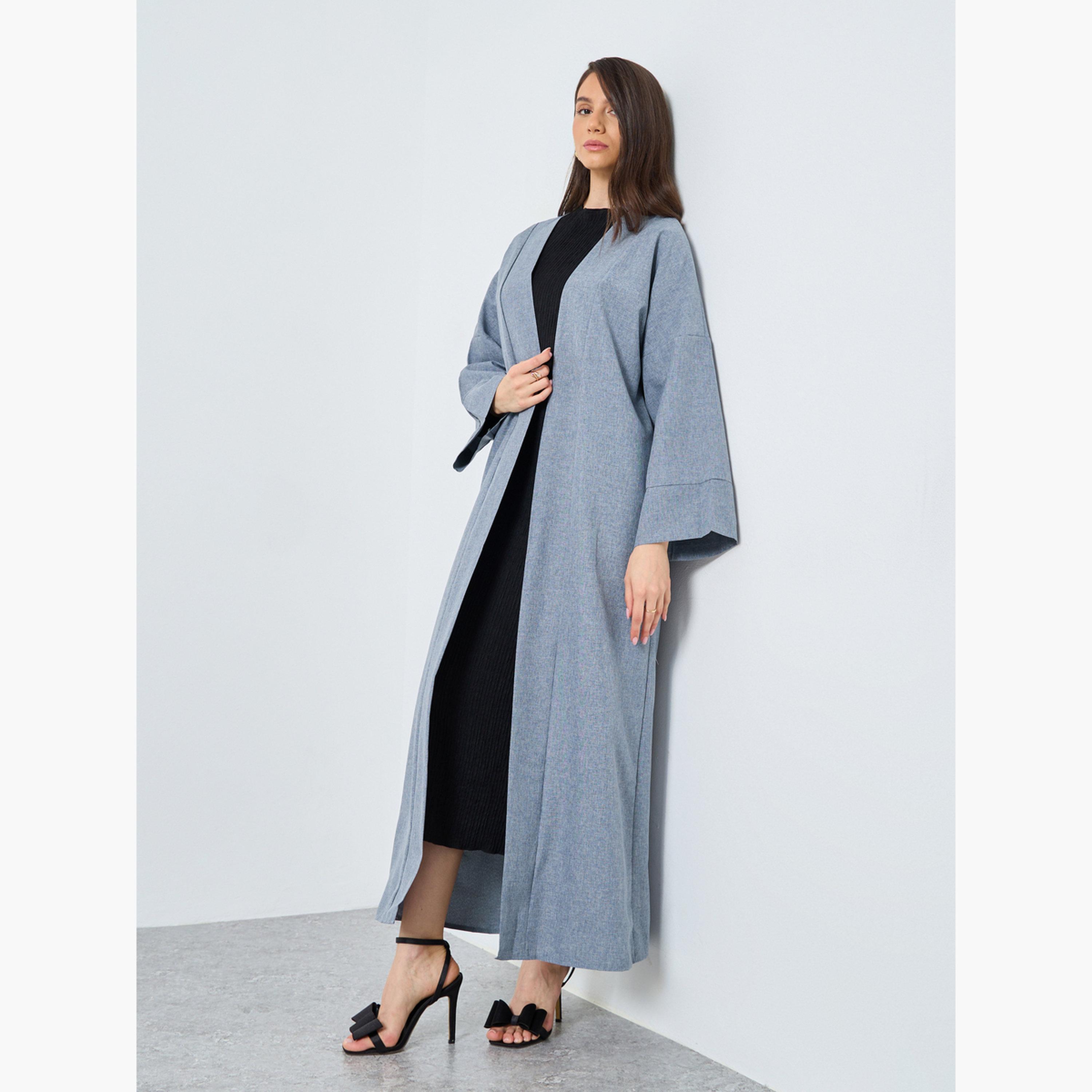 تيك تو - عباية سادة مفتوحة من الأمام-women-arabicclothing-abayas-image-3
