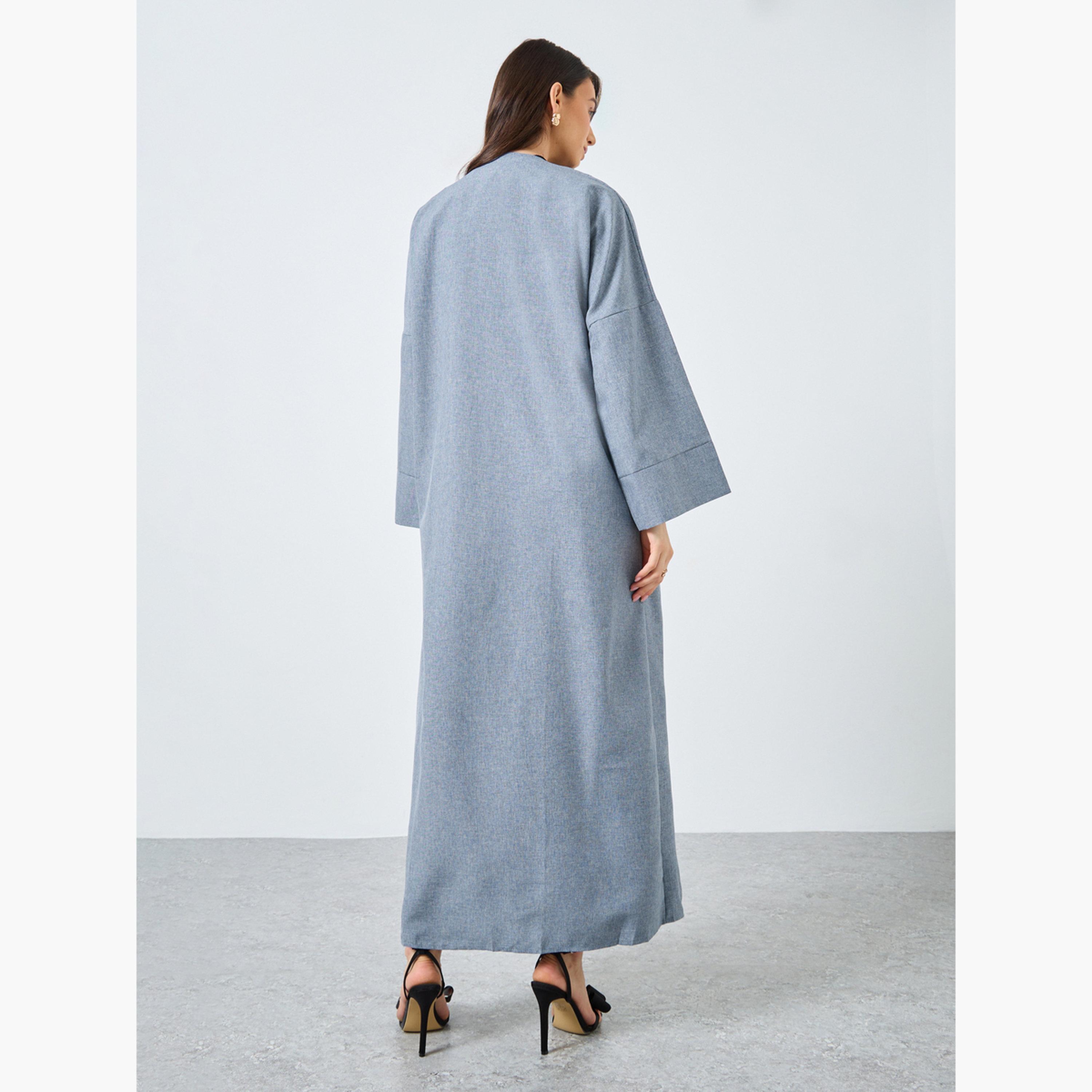 تيك تو - عباية سادة مفتوحة من الأمام-women-arabicclothing-abayas-image-5