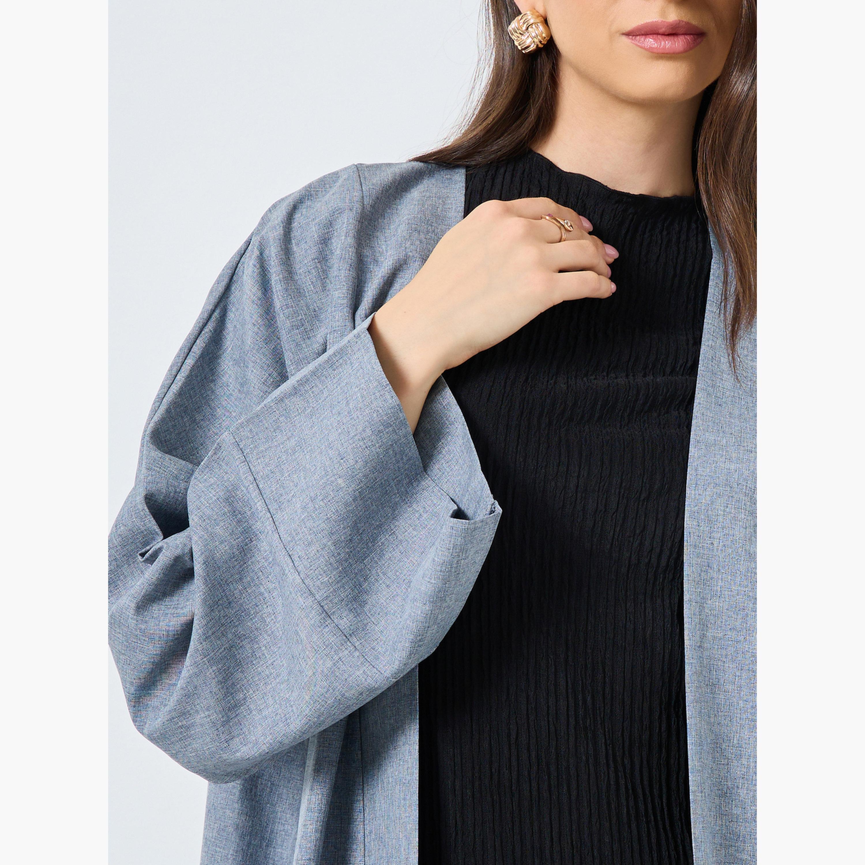 تيك تو - عباية سادة مفتوحة من الأمام-women-arabicclothing-abayas-image-6