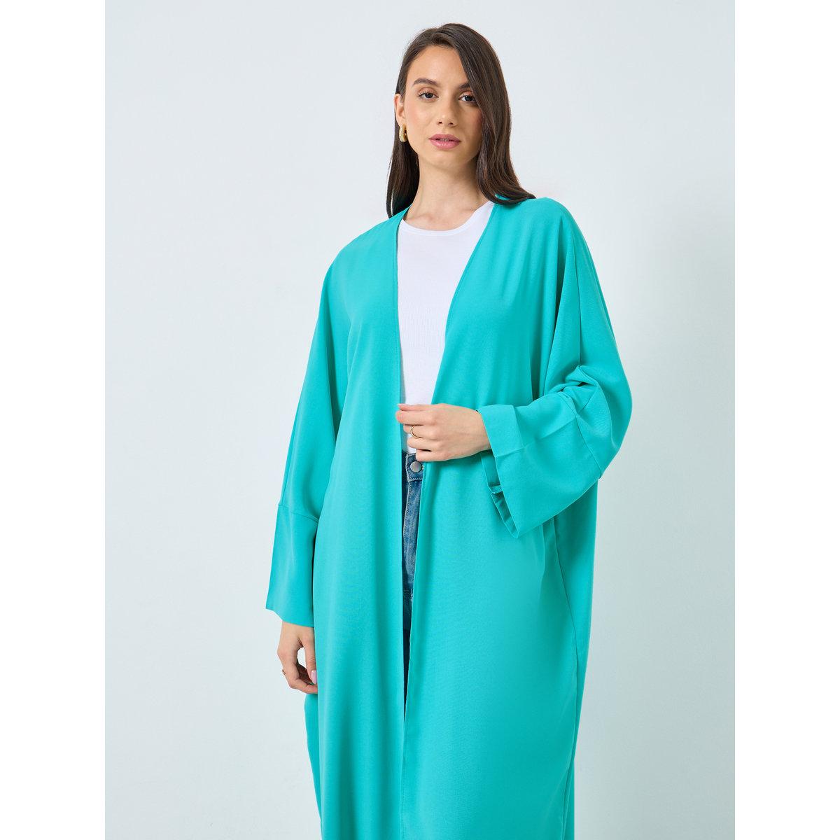 Take Two Solid Open Front Batwing Sleeve Abaya-women-arabicclothing-abayas-image-3