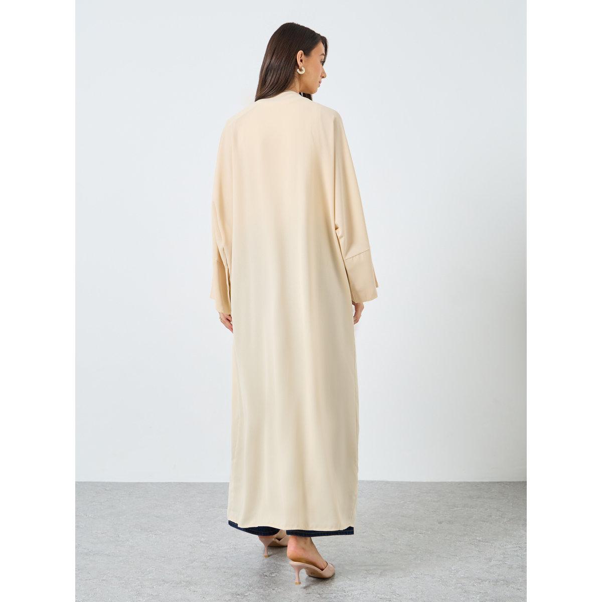 Take Two Solid Open Front Batwing Sleeve Abaya-women-arabicclothing-abayas-image-5