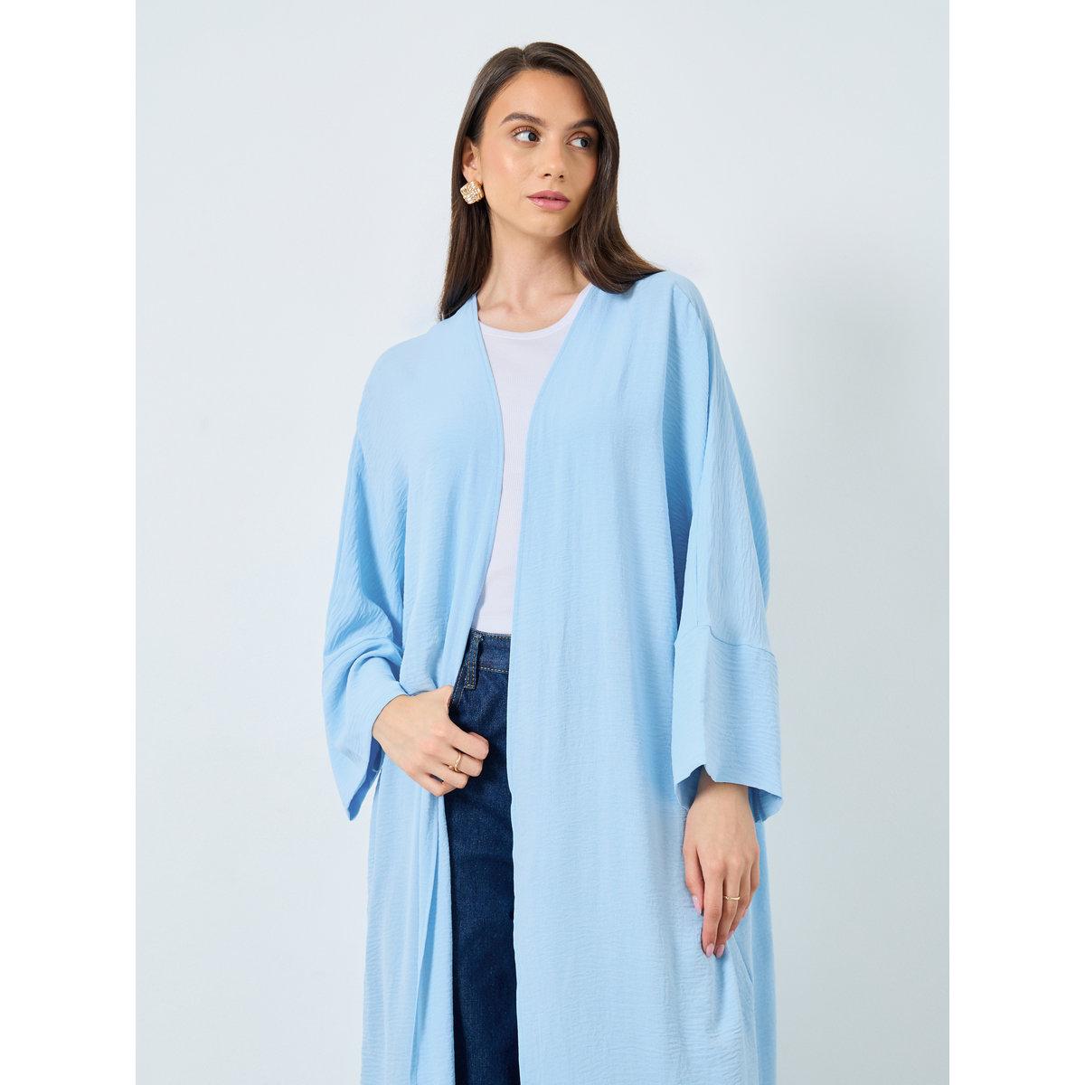Take Two Solid Open Front Batwing Sleeve Abaya-women-arabicclothing-abayas-image-3