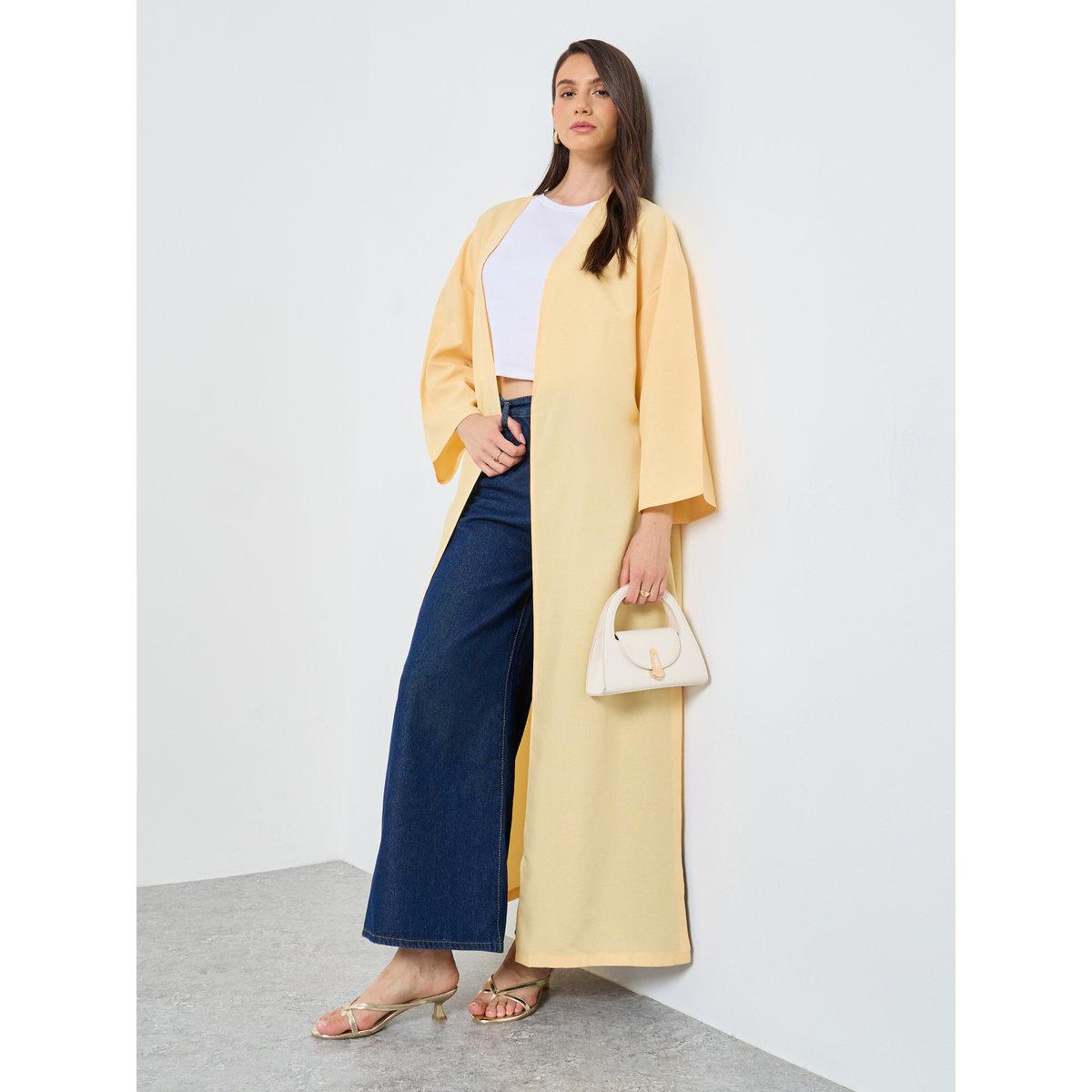 Take Two Solid Side Slit Abaya-women-arabicclothing-abayas-image-1