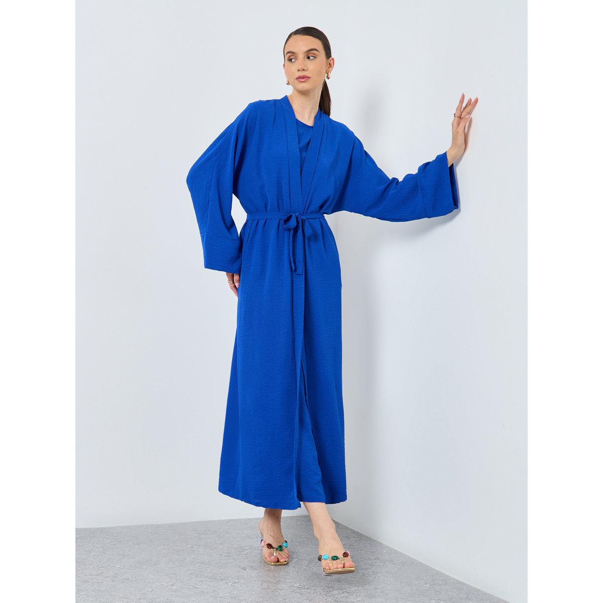 Take Two Solid Open Front Abaya with Inner Sleeveless Dress-women-arabicclothing-abayas-image-1