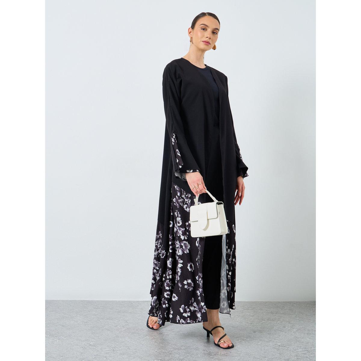Take Two Floral Print Open Front Abaya-women-arabicclothing-abayas-image-2