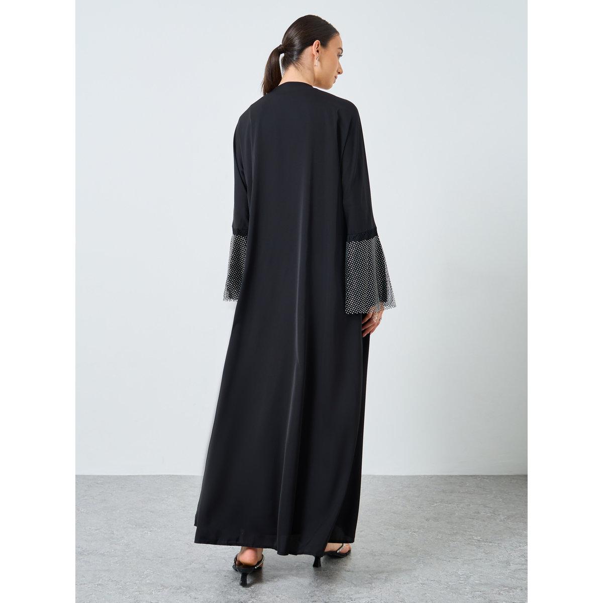 Take Two Mesh Insert Sleeve Open Front Abaya-women-arabicclothing-abayas-image-5