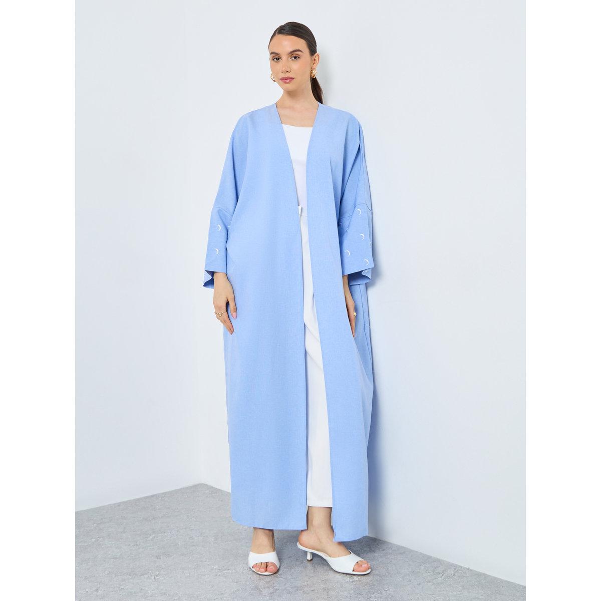 Take Two Embroidered Sleeve Open Front Abaya-women-arabicclothing-abayas-image-2