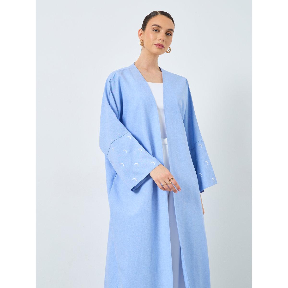 Take Two Embroidered Sleeve Open Front Abaya-women-arabicclothing-abayas-image-3