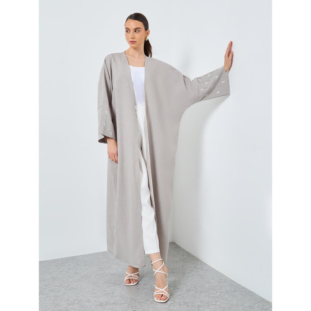 Take Two Embroidered Sleeve Open Front Abaya-women-arabicclothing-abayas-image-2