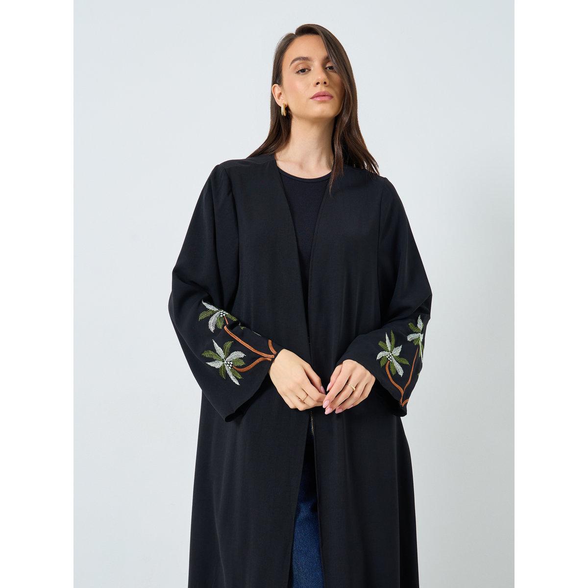 Take Two Embroidery Sleeve Open Front Abaya-women-arabicclothing-abayas-image-3