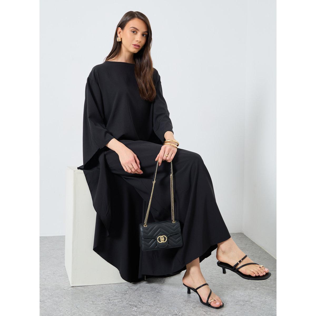 Take Two Solid Batwing Sleeve Maxi Kaftan-women-arabicclothing-kaftan-image-1