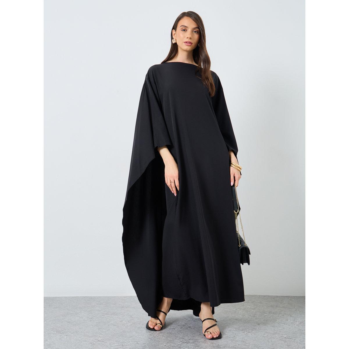 Take Two Solid Batwing Sleeve Maxi Kaftan-women-arabicclothing-kaftan-image-2