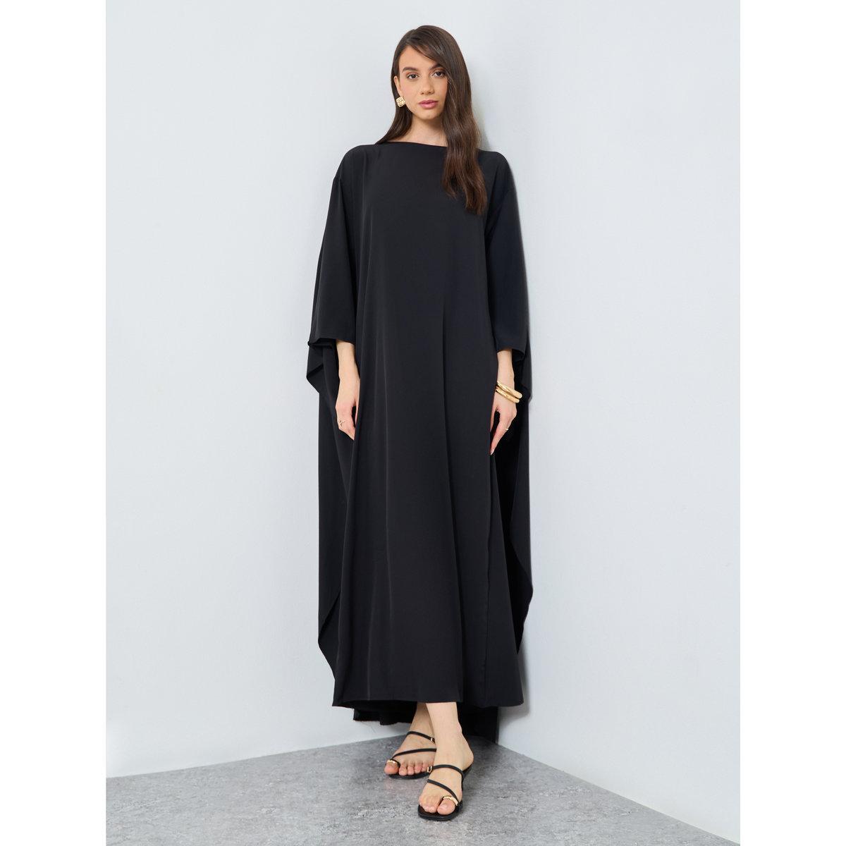 Take Two Solid Batwing Sleeve Maxi Kaftan-women-arabicclothing-kaftan-image-3