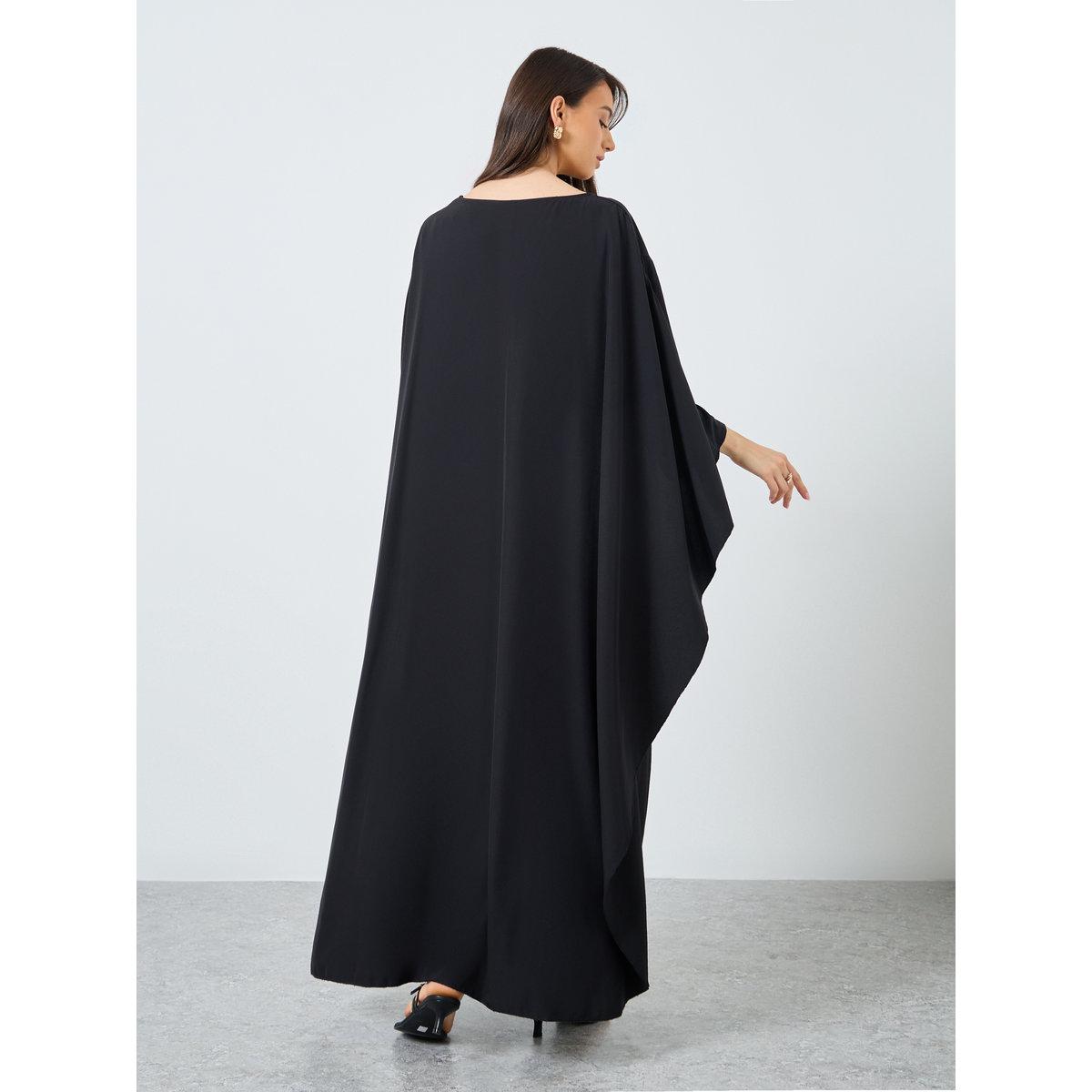 Take Two Solid Batwing Sleeve Maxi Kaftan-women-arabicclothing-kaftan-image-6