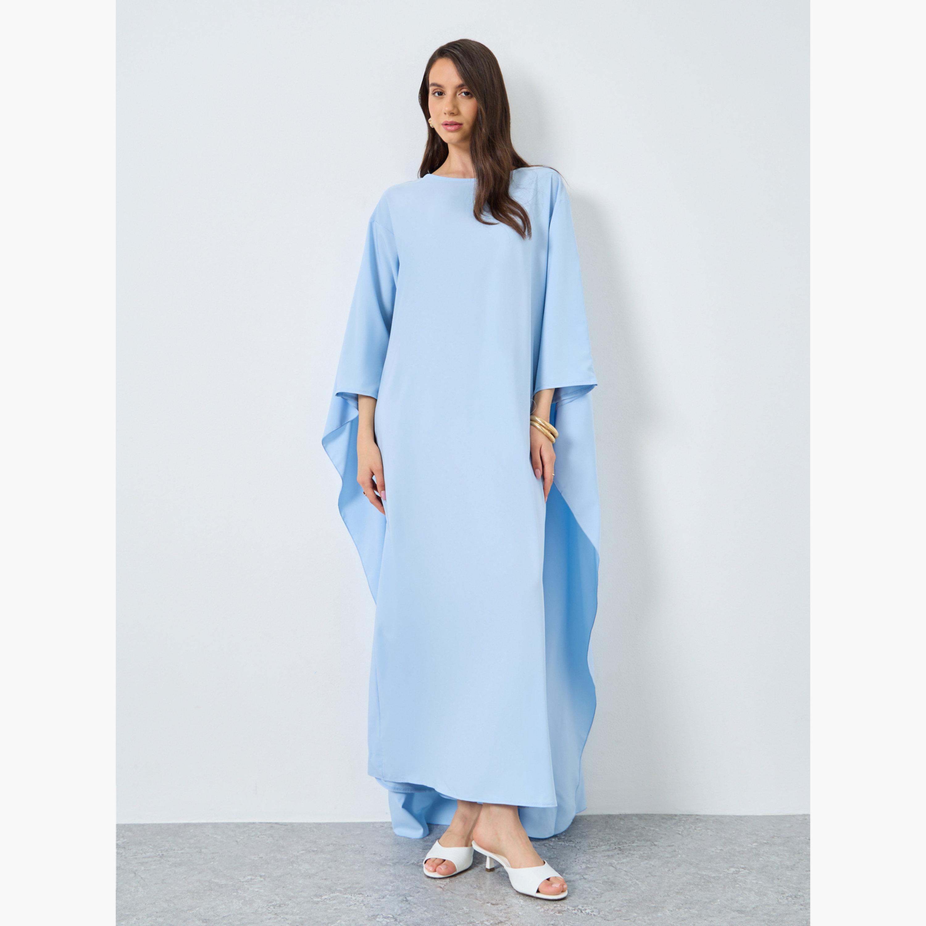 Take Two Solid Batwing Sleeve Maxi Kaftan-women-arabicclothing-kaftan-image-2