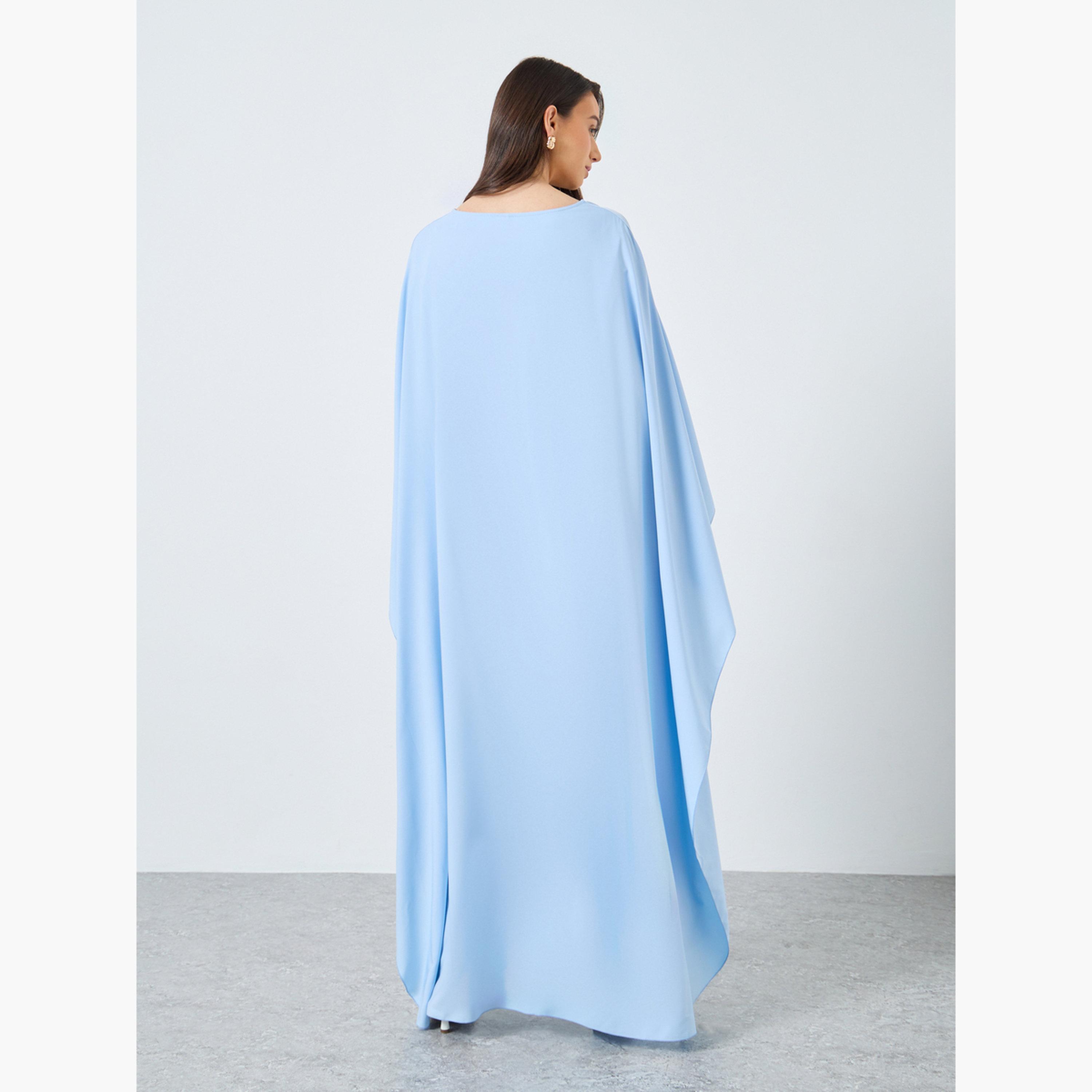 Take Two Solid Batwing Sleeve Maxi Kaftan-women-arabicclothing-kaftan-image-4