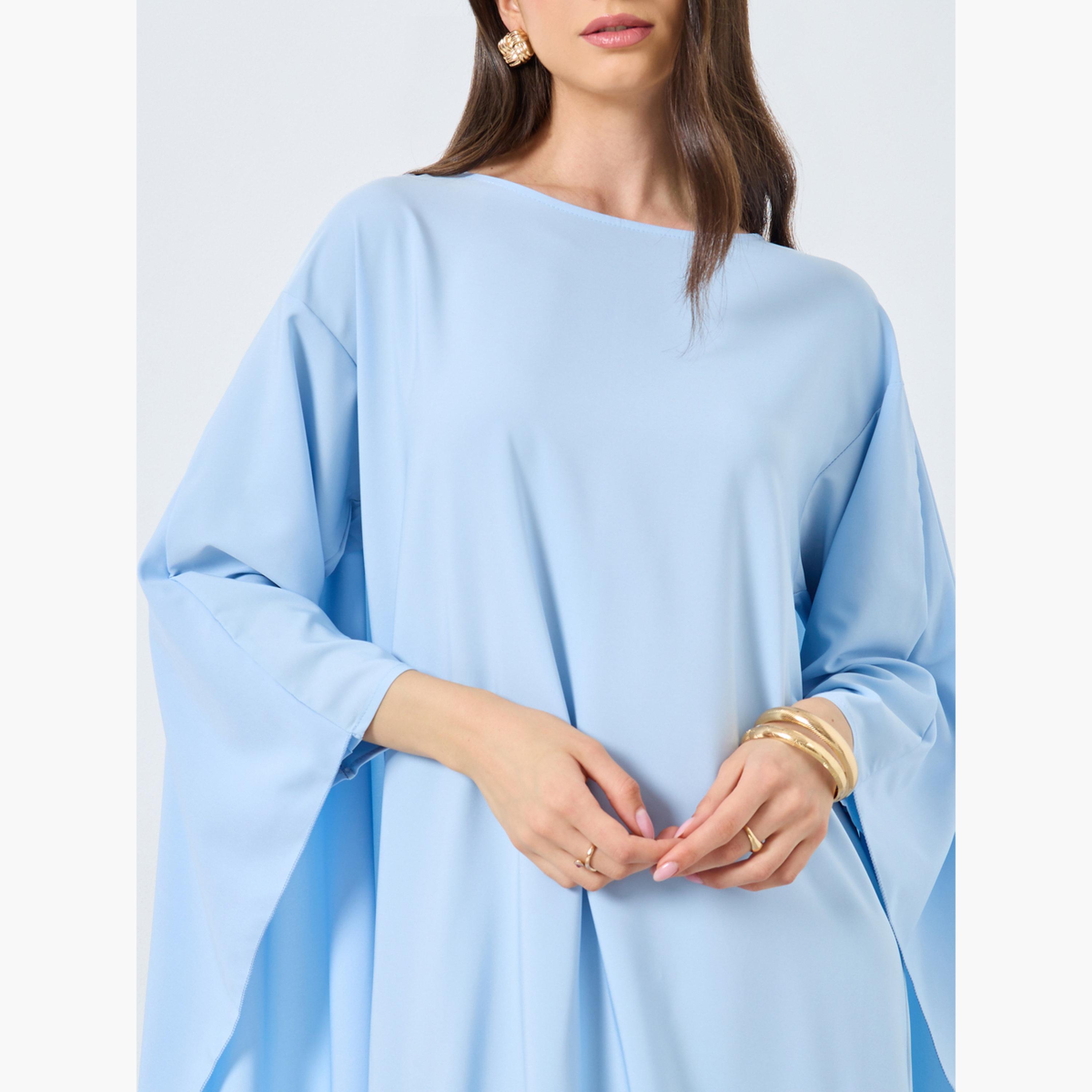 Take Two Solid Batwing Sleeve Maxi Kaftan-women-arabicclothing-kaftan-image-5