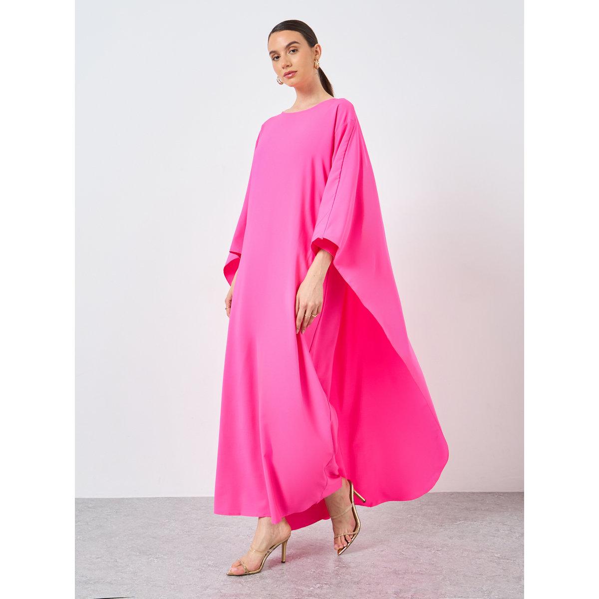 قفطان طويل سادة بأكمام وطواطية-women-arabicclothing-kaftan-image-1
