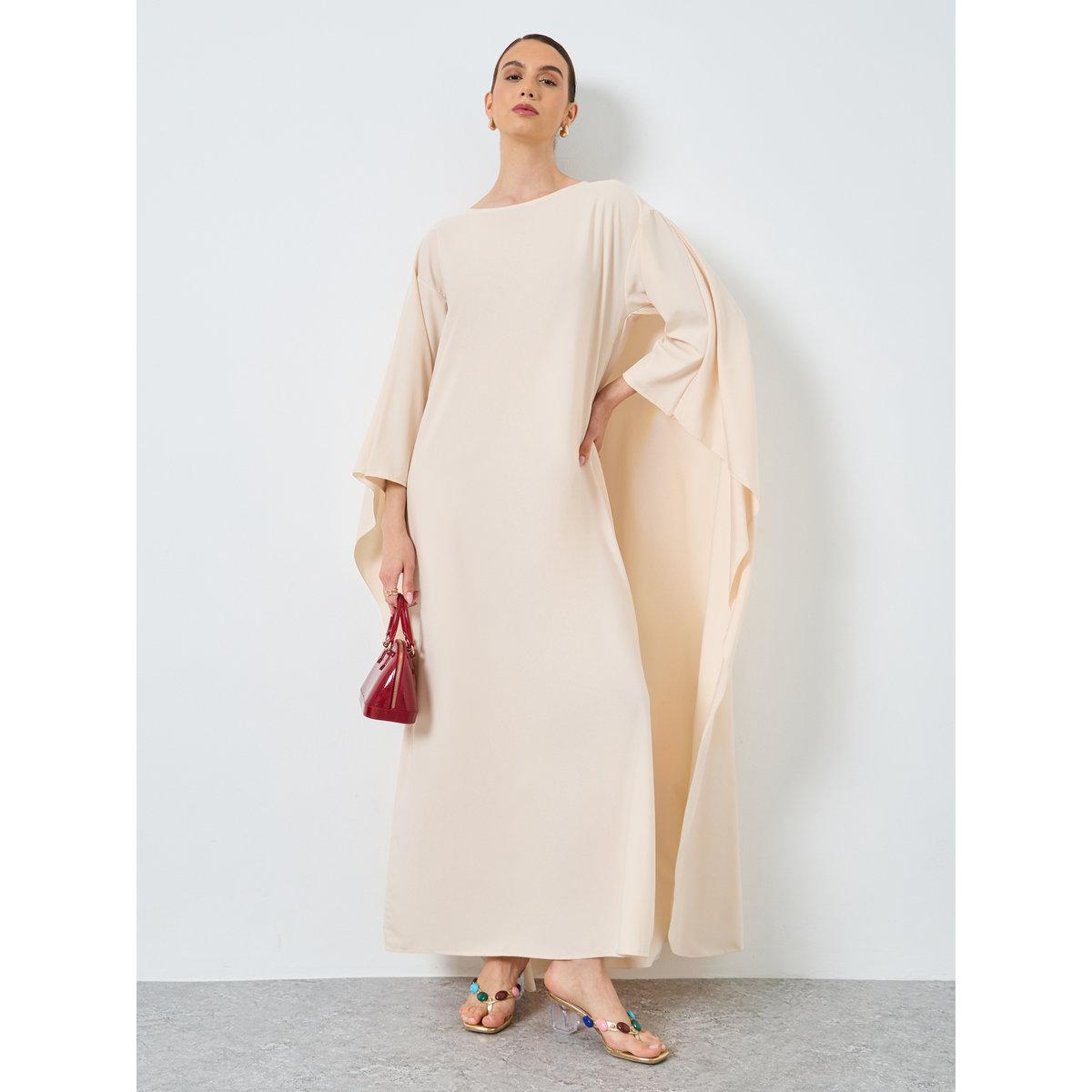 Take Two Solid Batwing Sleeve Maxi Kaftan-women-arabicclothing-kaftan-image-1