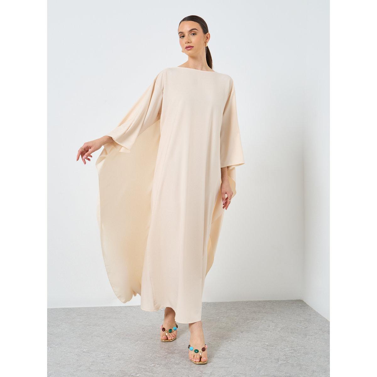Take Two Solid Batwing Sleeve Maxi Kaftan-women-arabicclothing-kaftan-image-2