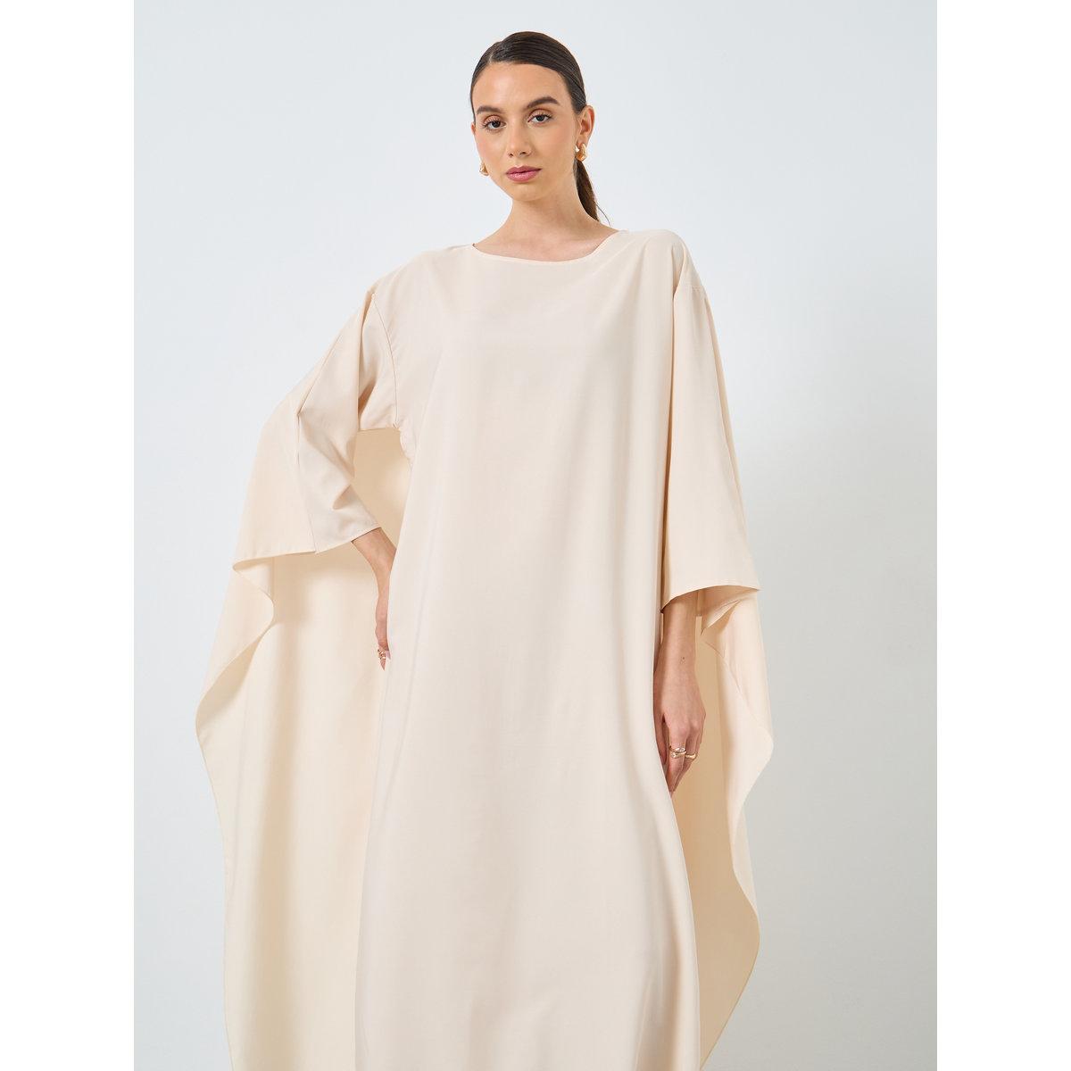 Take Two Solid Batwing Sleeve Maxi Kaftan-women-arabicclothing-kaftan-image-3