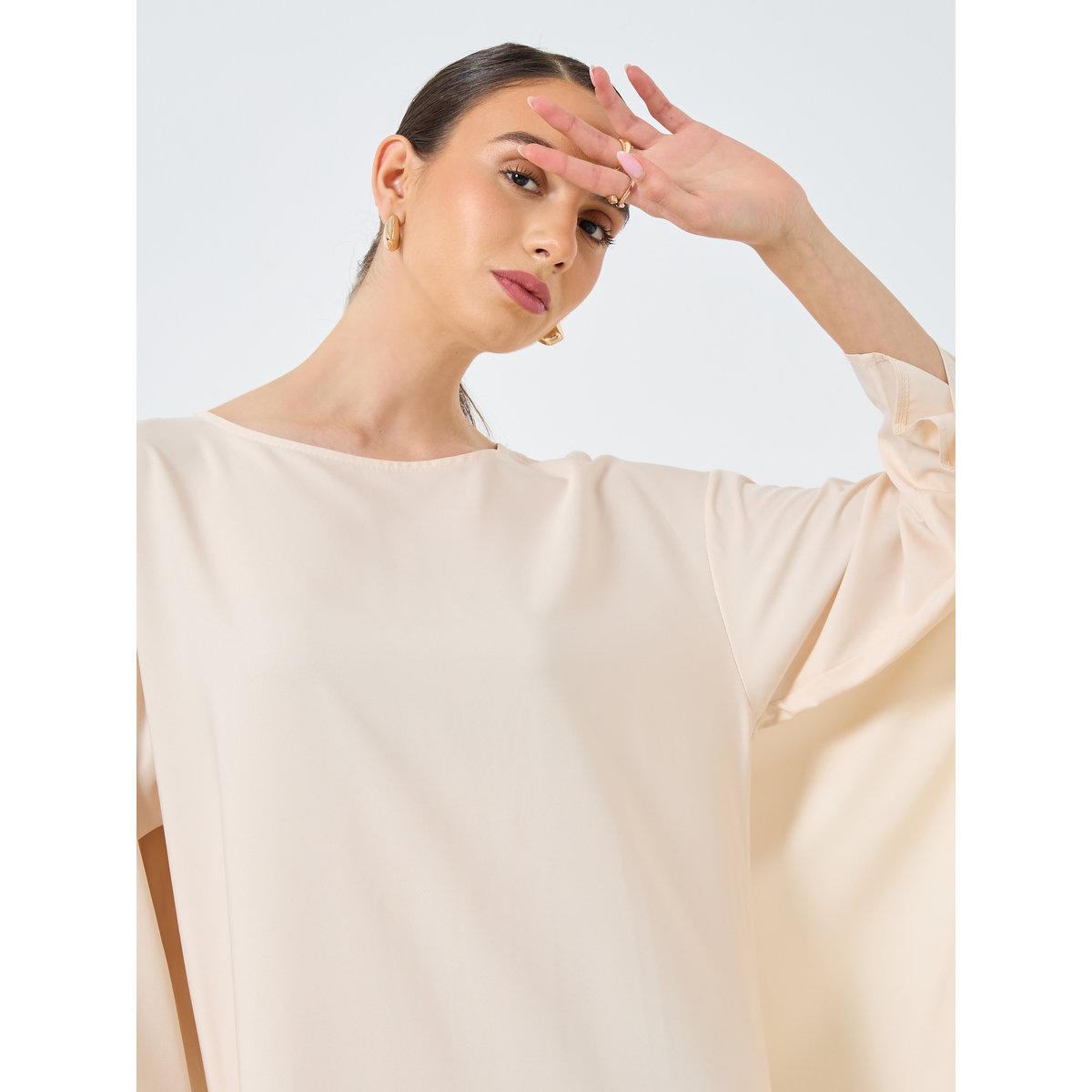 Take Two Solid Batwing Sleeve Maxi Kaftan-women-arabicclothing-kaftan-image-4