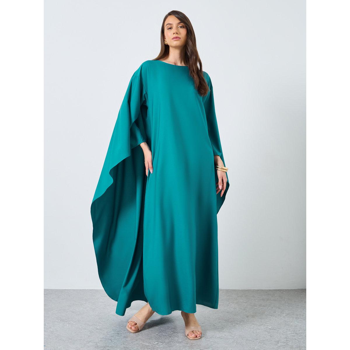 Take Two Solid Batwing Sleeve Maxi Kaftan-women-arabicclothing-kaftan-image-1