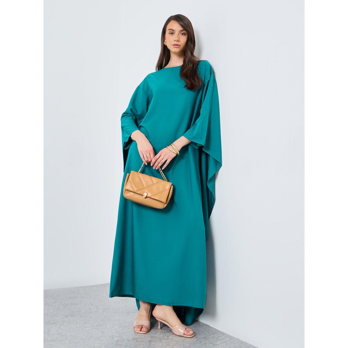 Take Two Solid Batwing Sleeve Maxi Kaftan-women-arabicclothing-kaftan-image-2