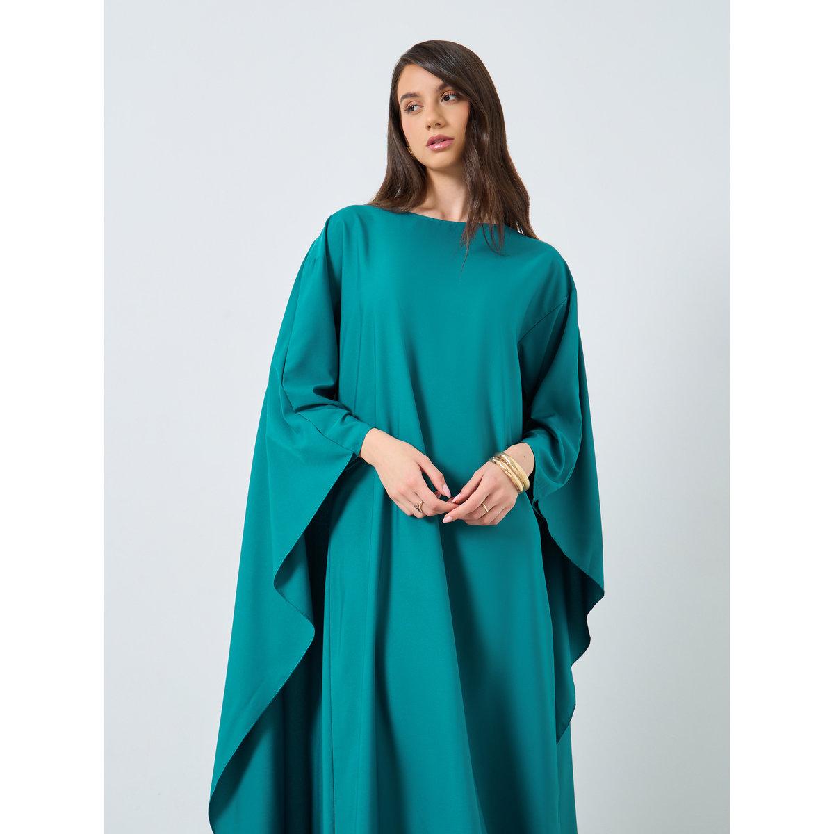 Take Two Solid Batwing Sleeve Maxi Kaftan-women-arabicclothing-kaftan-image-3