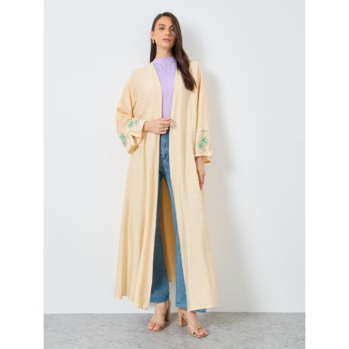 عباية بتفاصيل مُطرزة مفتوحة من الأمام-women-arabicclothing-abayas-image-1