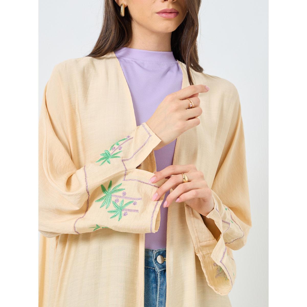 Take Two Embroidery Sleeve Open Front Abaya-women-arabicclothing-abayas-image-4