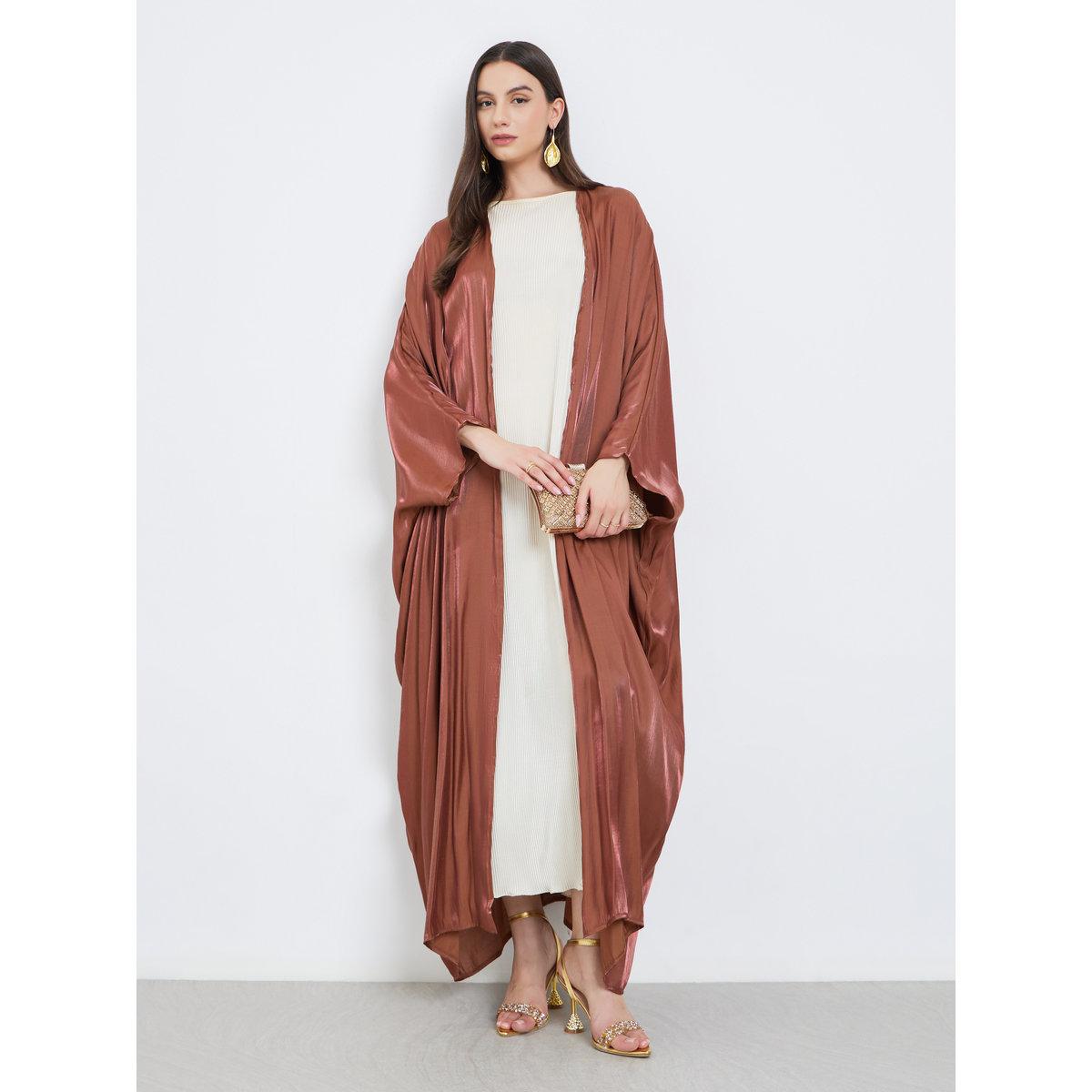 Take Two Coffee Brown Batwing Sleeve Abaya-women-arabicclothing-abayas-image-1