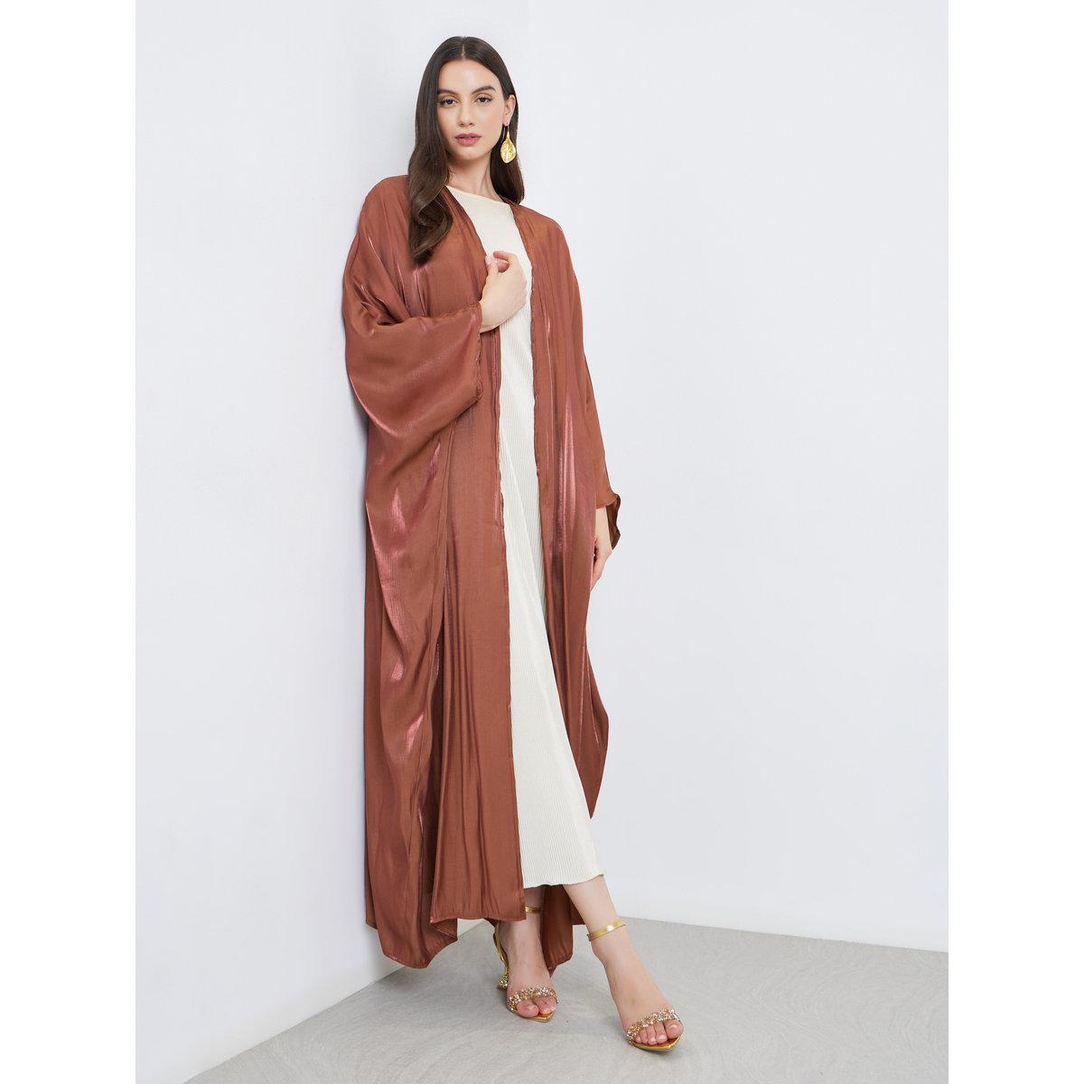 Take Two Coffee Brown Batwing Sleeve Abaya-women-arabicclothing-abayas-image-2