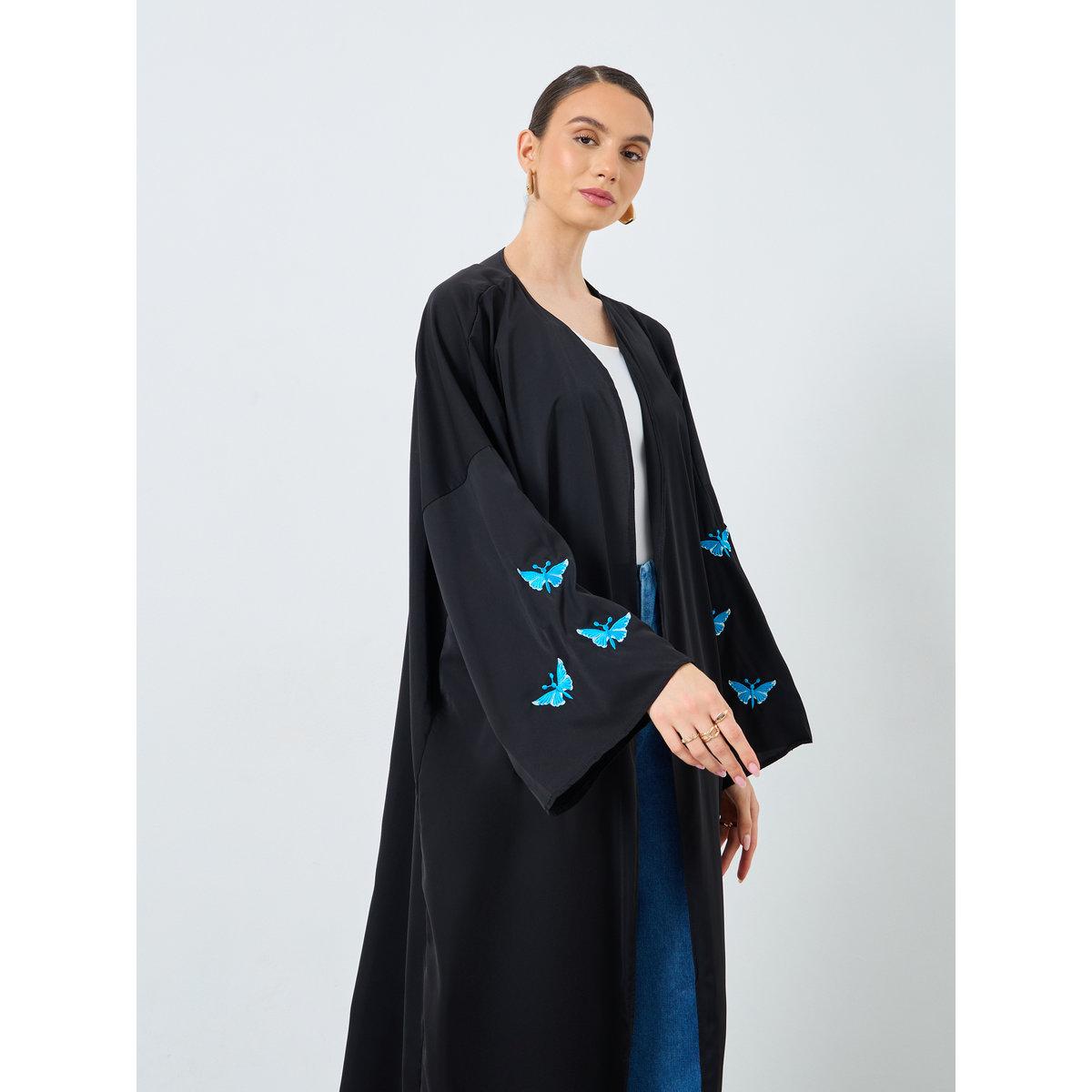 Take Two Embroidered Butterfly Open Front Abaya-women-arabicclothing-abayas-image-3