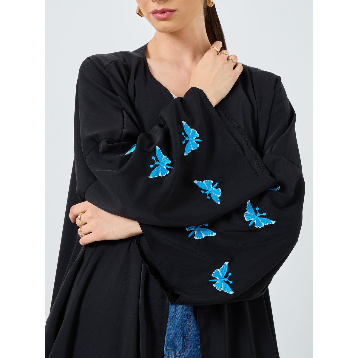 Take Two Embroidered Butterfly Open Front Abaya-women-arabicclothing-abayas-image-4
