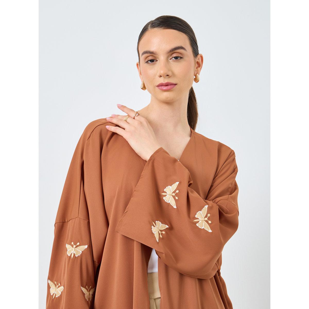 Take Two Embroidery Sleeve Open Front Abaya-women-arabicclothing-abayas-image-4