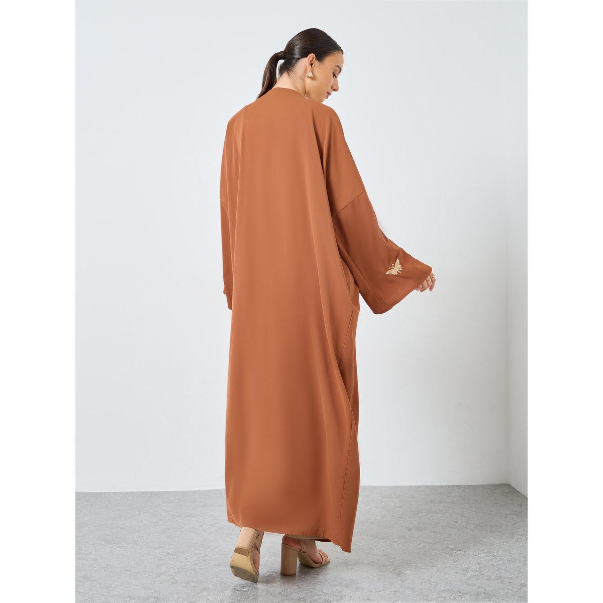 Take Two Embroidery Sleeve Open Front Abaya-women-arabicclothing-abayas-image-5