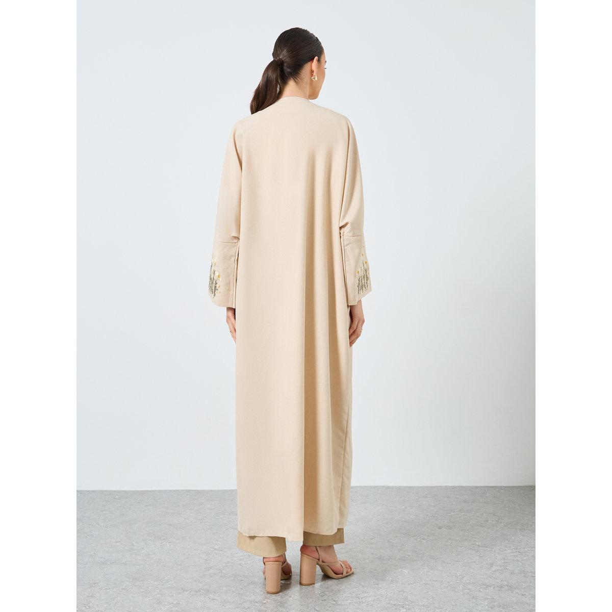 Take Two Embroidery Sleeve Open Front Abaya-women-arabicclothing-abayas-image-5