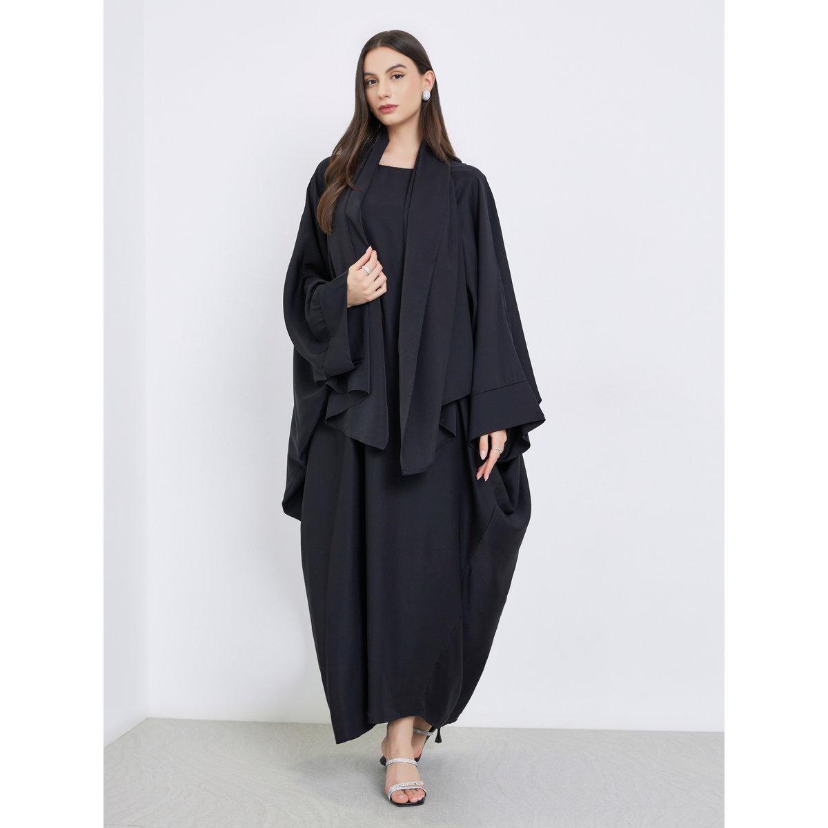 Take Two Solid Batwing Sleeve Abaya with Hijab Set-women-clothingaccessories-scarves-image-2
