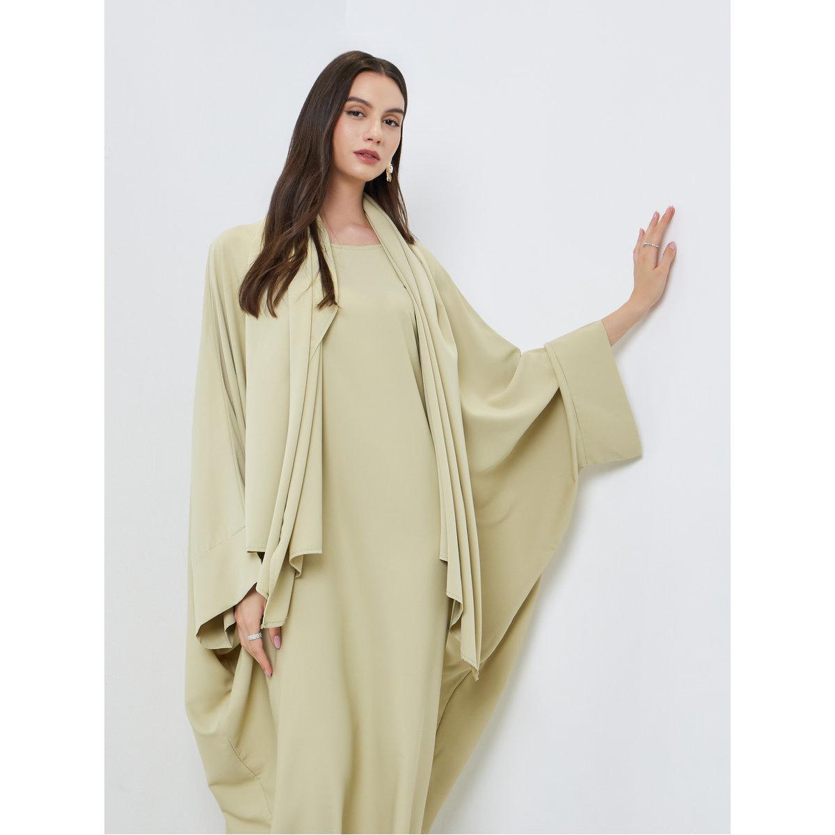 Take Two Solid Batwing Sleeve Abaya with Hijab Set-women-clothingaccessories-scarves-image-3
