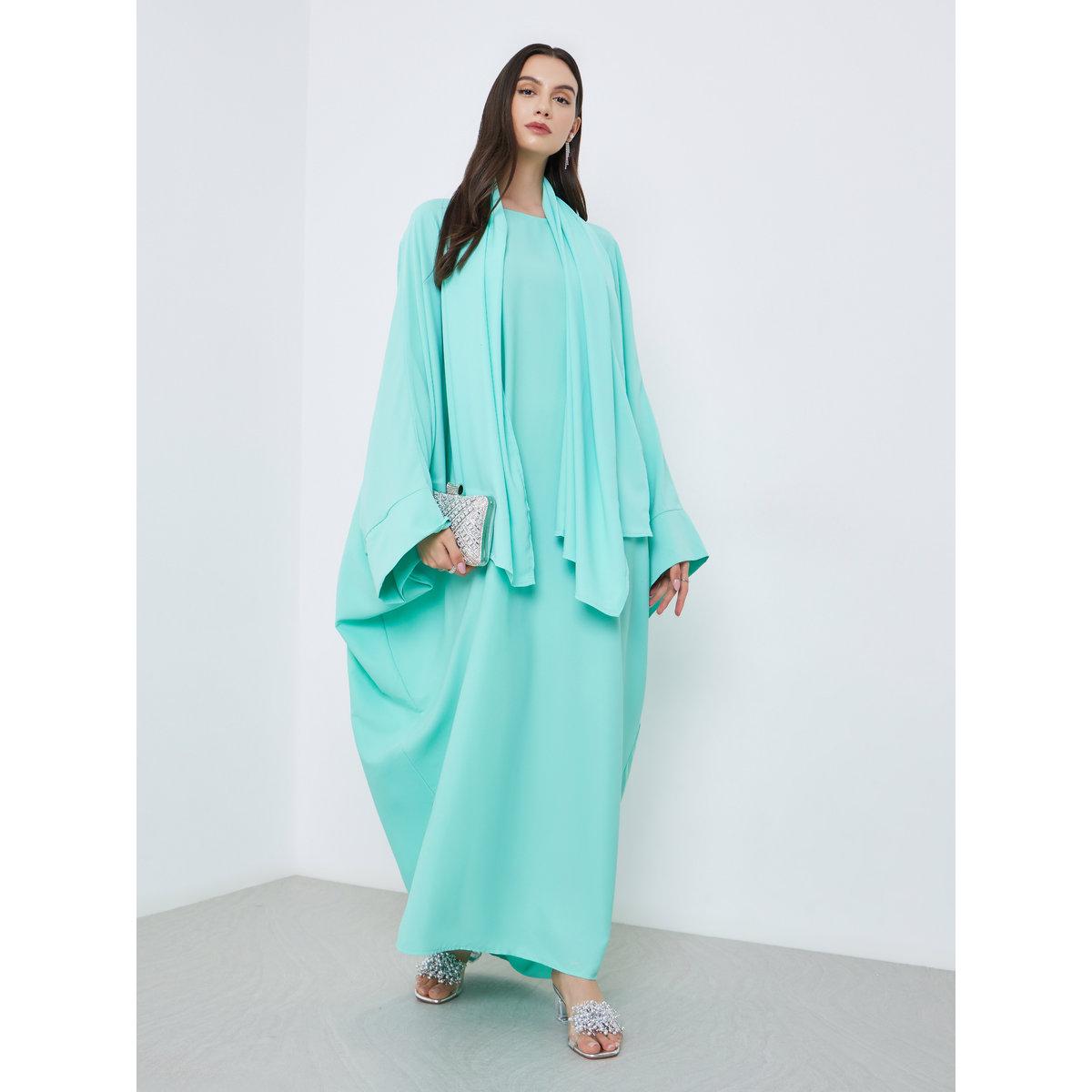 Take Two Solid Batwing Sleeve Abaya with Hijab Set-women-clothingaccessories-scarves-image-1