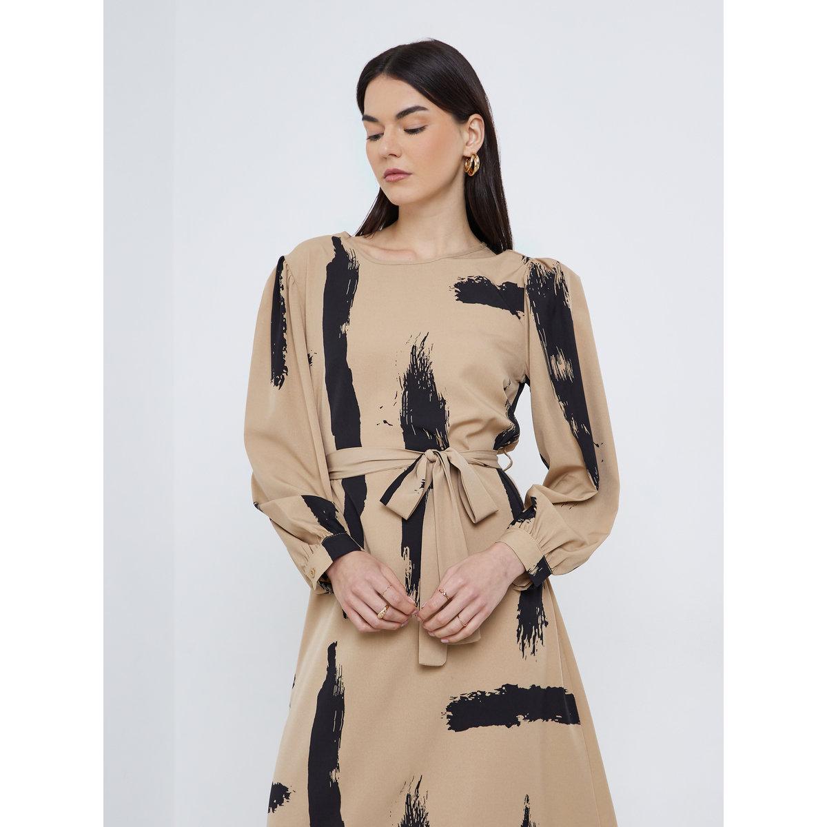 Take Two Printed Long Sleeve Belted Maxi Dress-women-clothing-dresses-image-2