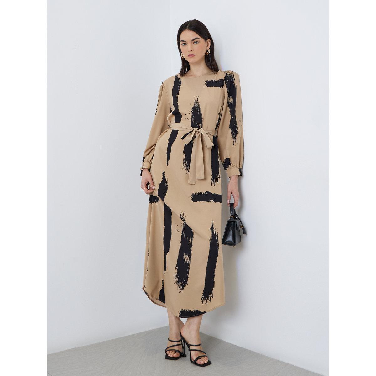 Take Two Printed Long Sleeve Belted Maxi Dress-women-clothing-dresses-image-3