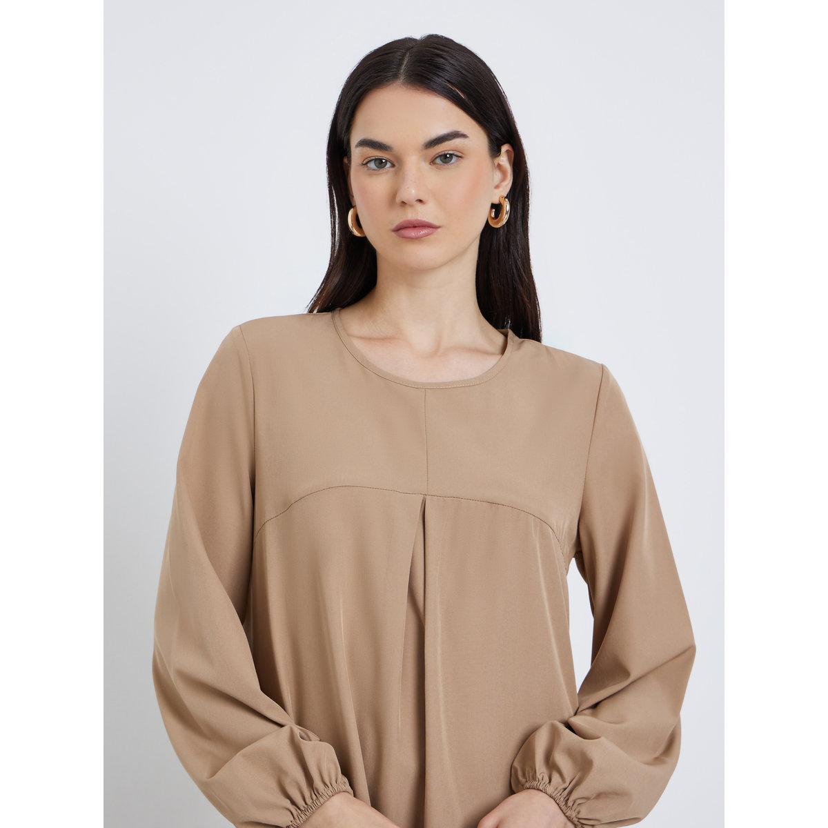 Take Two Solid Balloon Sleeve A-Line Maxi Dress-women-clothing-dresses-image-4