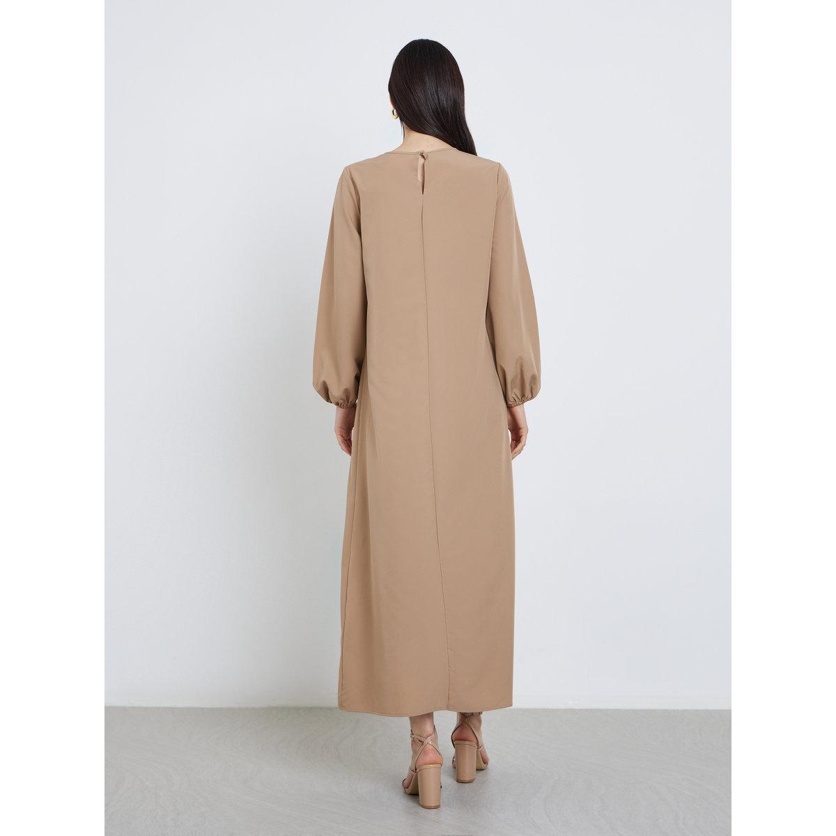 Take Two Solid Balloon Sleeve A-Line Maxi Dress-women-clothing-dresses-image-5
