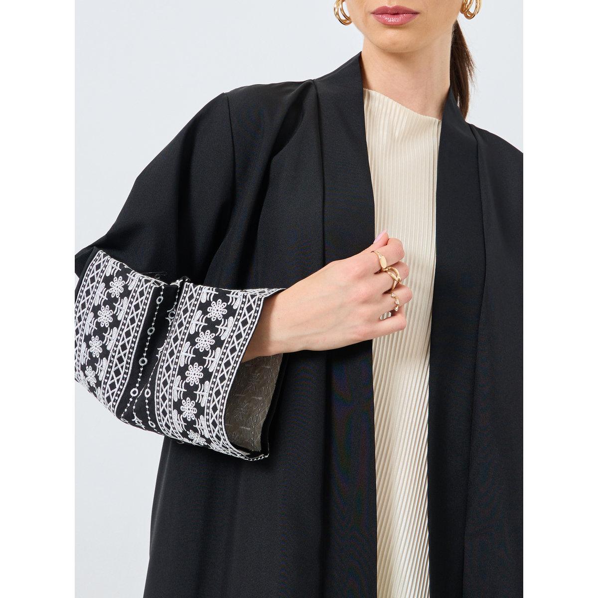 Take Two Embroidery Sleeve Open Front Abaya-women-arabicclothing-abayas-image-4