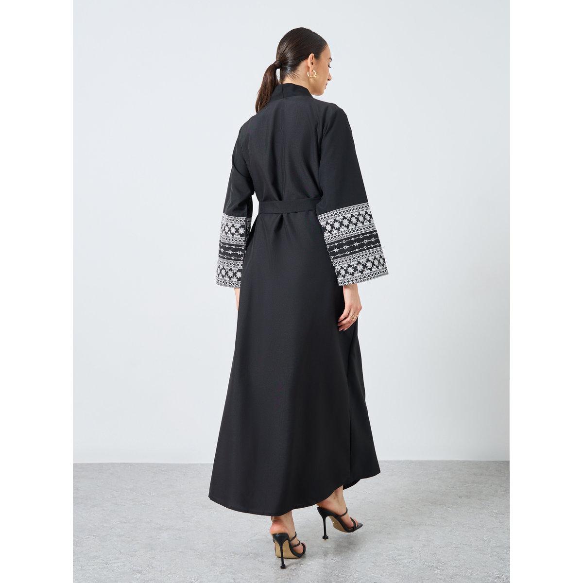 Take Two Embroidery Sleeve Open Front Abaya-women-arabicclothing-abayas-image-5