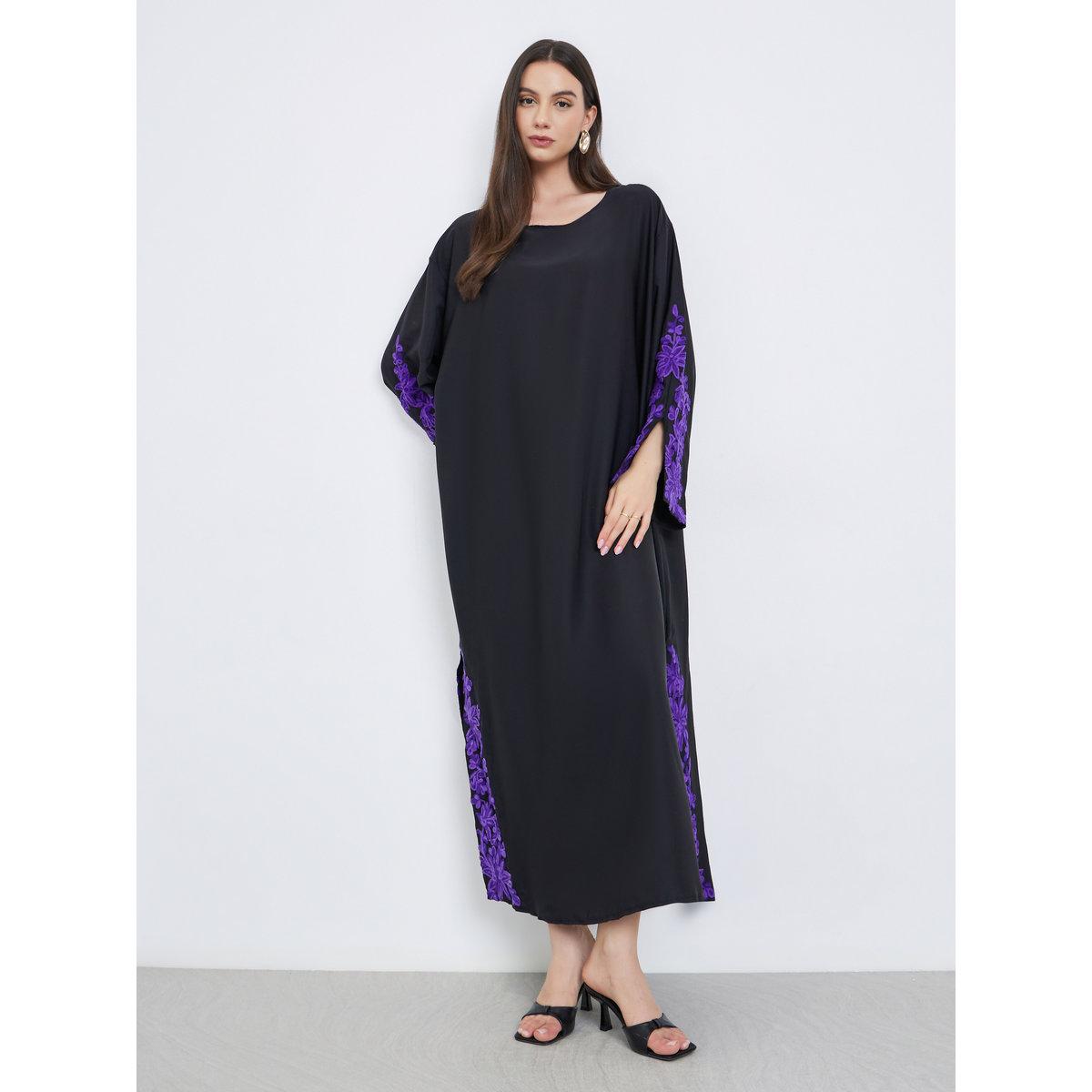 Take Two Black Lace Insert A-Line Abaya-women-arabicclothing-abayas-image-1